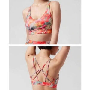ATHLETA🥇 Ultimate Printed Sports Bra Multicolor Marble Women's XS D-DD NWOT